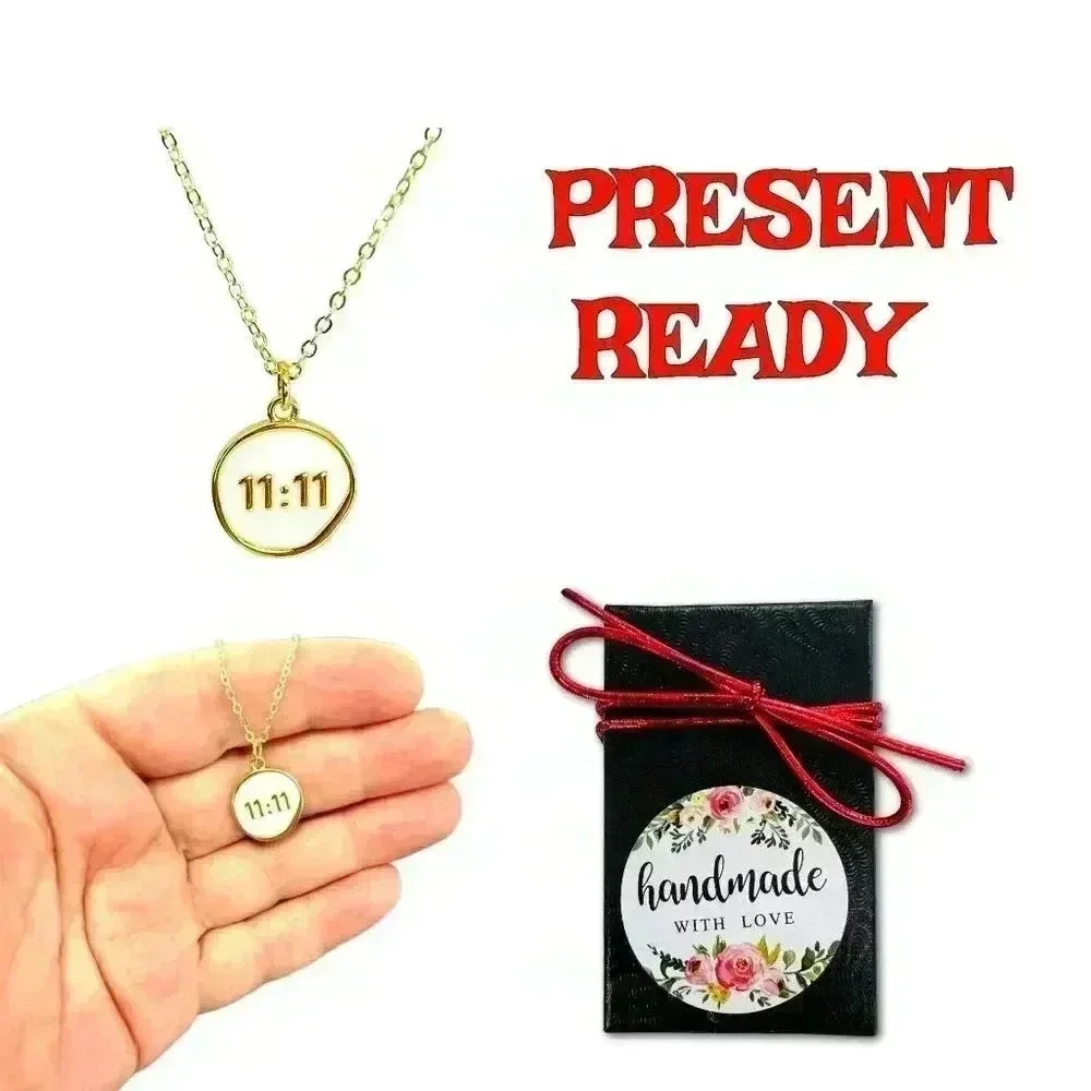 11 11 make a wish jewelry dainty gold coin angel necklace - Picture 2 of 10